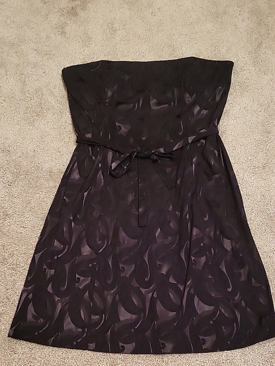 White House Black Market Dresses & Skirts - White House Black Market Strapless Black Jacquard A-Line Dress